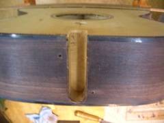 Mortise cut (see alignment holes)