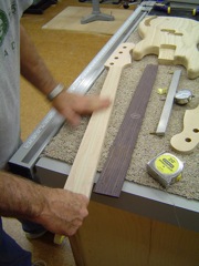 Preparing neck to glue fretboard