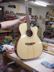 Front of mahogany guitar