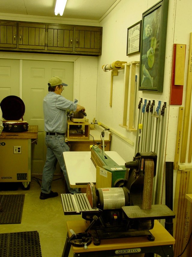 John Hall sanding away