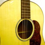 Detail of red spruce top, rosette and rosewood fingerboard